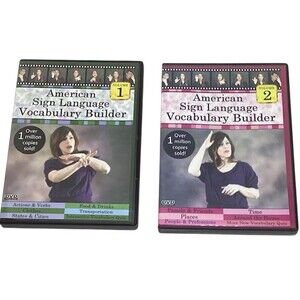 ASL American Sign Language Vocabulary Builder Vol 1, 2 DVD Deaf Verbs People NEW